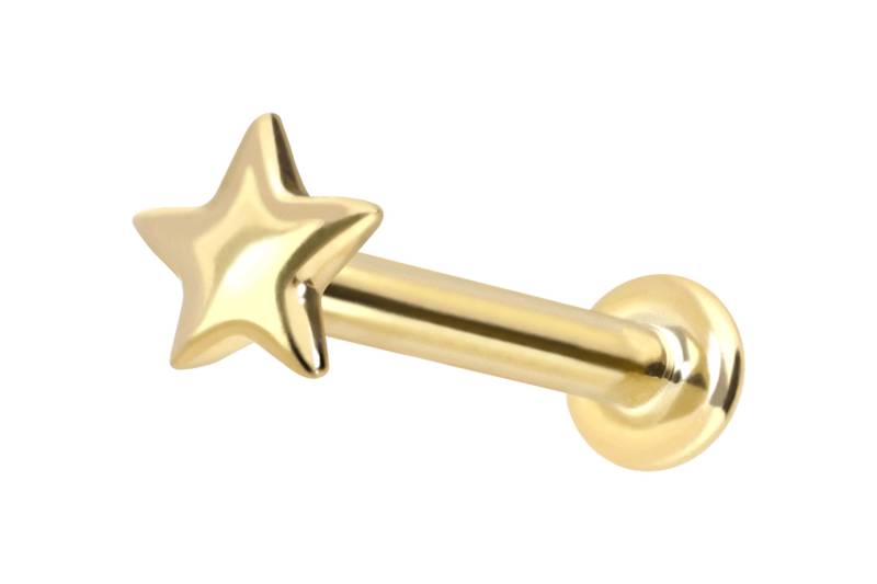14 Karat Gold Labret mit Innengewinde STERN von Piercingline