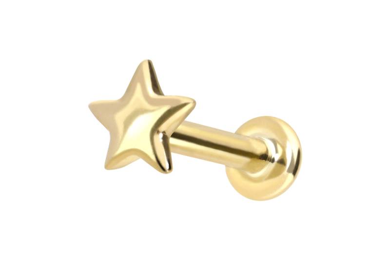 14 Karat Gold Labret mit Innengewinde STERN von Piercingline