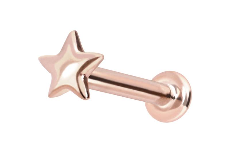 14 Karat Gold Labret mit Innengewinde STERN von Piercingline