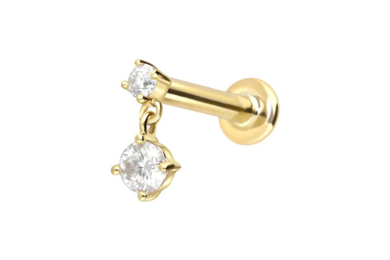 14 Karat Gold Labret mit Push Fit MOISSANIT + SPITZE von Piercingline