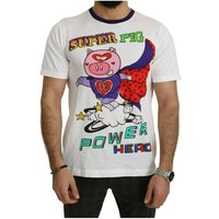 Dolce & Gabbana Herren T-Shirt 'Super Power Pig' aus weißer Baumwolle Dolce & Gabbana Herren T-Shirt 'Super Power Pig' aus weißer Baumwolle