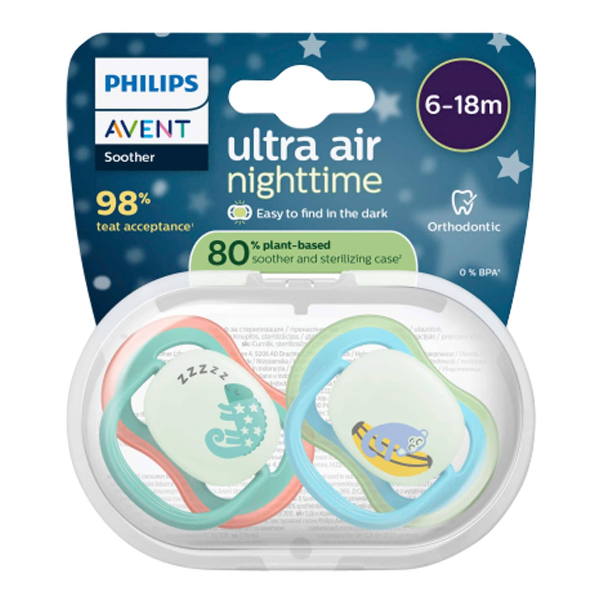 Philips Avent 2er-Pack Schnuller ultra air Nighttime, 6-18M von Philips Avent