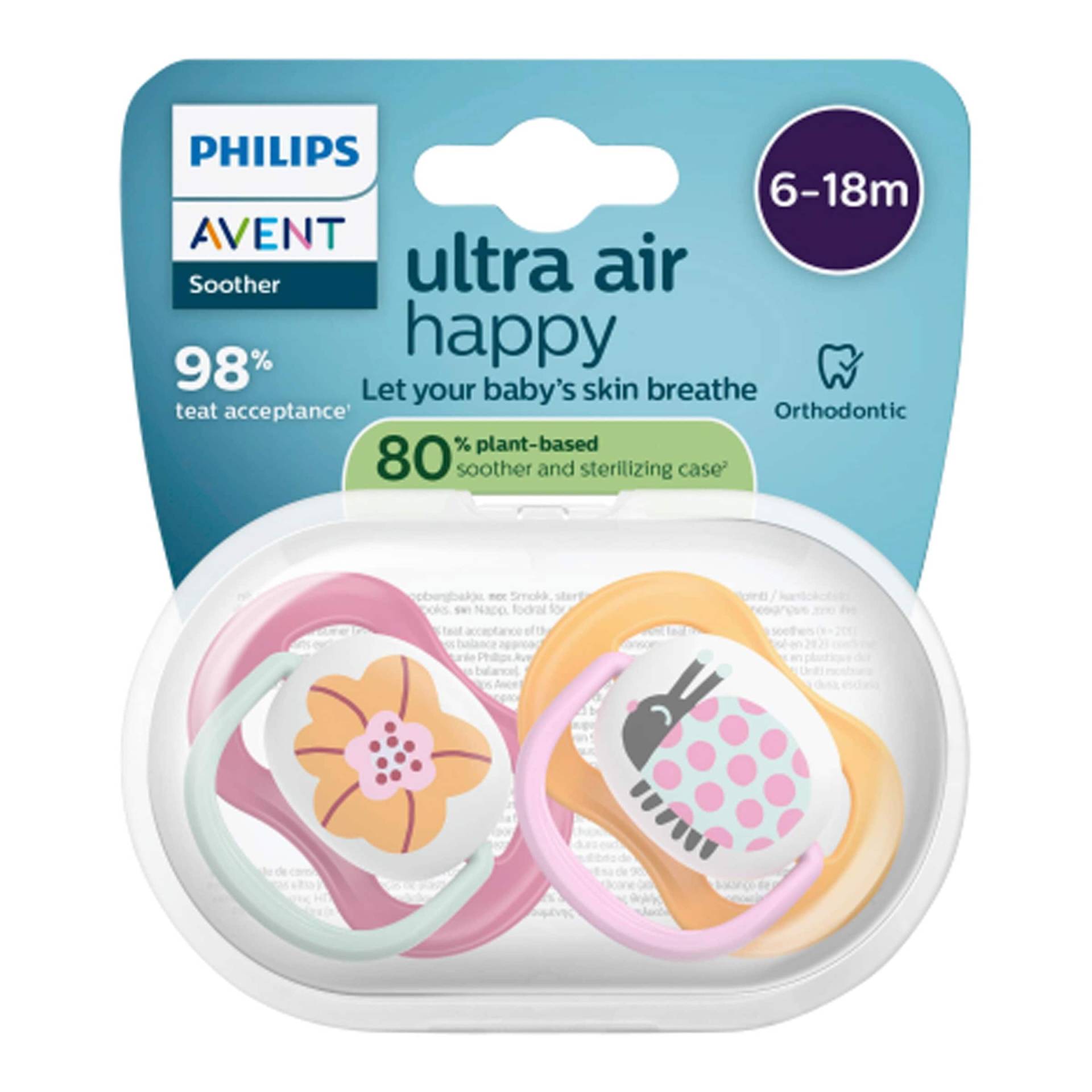 Philips Avent 2er-Pack Schnuller ultra air happy, 6-18M von Philips Avent