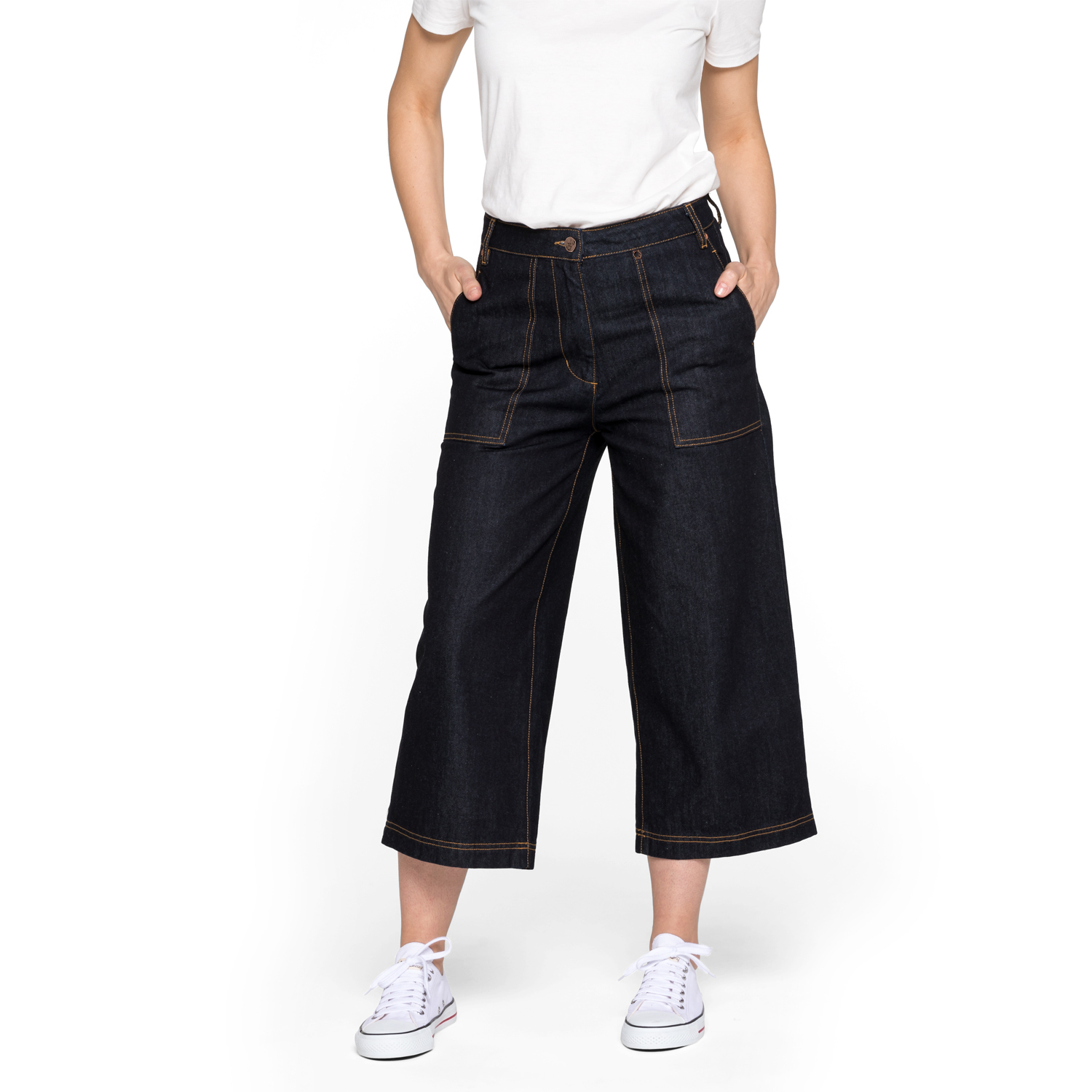 3/4-Jeans-Culotte aus reiner Bio-Baumwolle, darkblue 38 von Waschbär