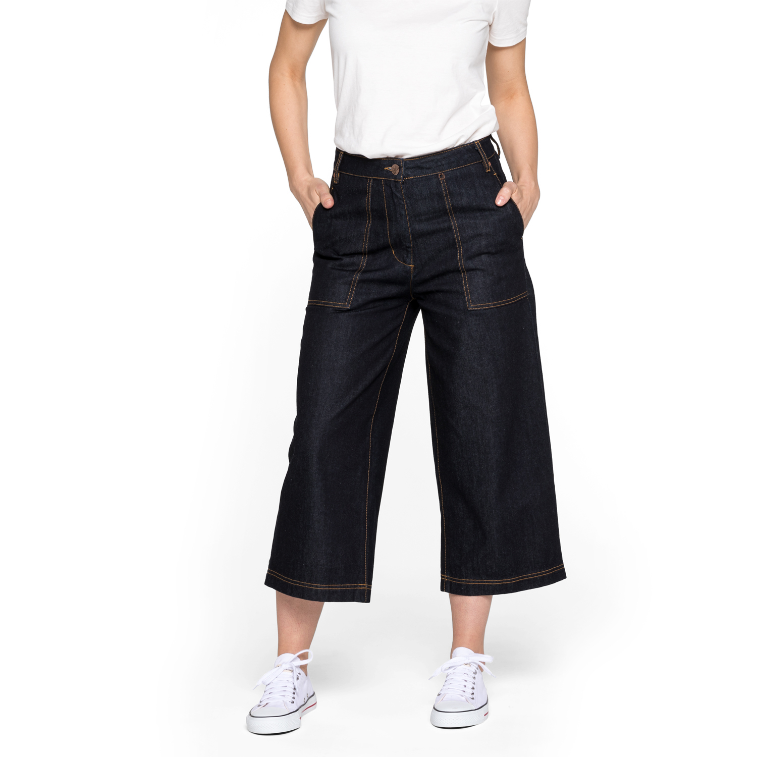 3/4-Jeans-Culotte aus reiner Bio-Baumwolle, darkblue von Waschbär