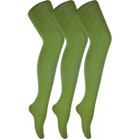 3 Paar Multipack Damen farbige undurchsichtige 80 Denier Strumpfhosen | Sock Snob | einfarbige Blockfarbe Strumpfhosen - Khaki