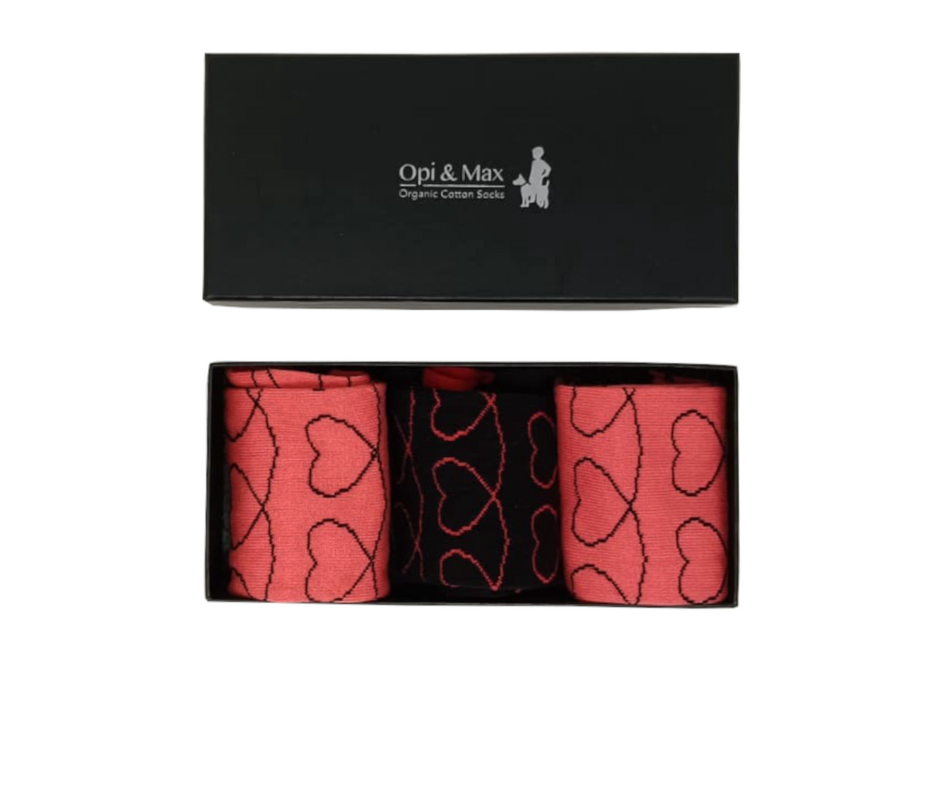 3er Box Heart Pattern Socken