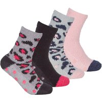 4 Paar Damen Bettsocken mit Grips| Thermische Anti-Rutsch flauschige Hausschuhe - Animal Print 4 Paar Damen Bettsocken mit Grips| Thermische Anti-Rutsch flauschige Hausschuhe - Animal Print