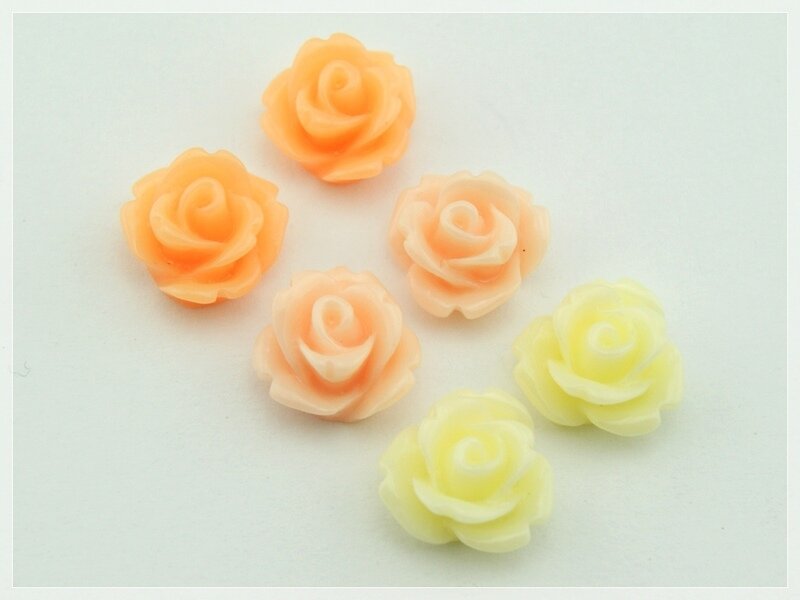 6 Cabochons Set Röschen 10 mm