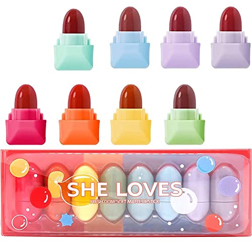 8 Farben Mini Candy Matte Lippenstift-Set, wasserdicht, langlebig, Mini-Lippenstift, Antihaft-Tasse, matter Lipgloss-Set für Frauen und Mädchen 8 Farben Mini Candy Matte Lippenstift-Set, wasserdicht, langlebig, Mini-Lippenstift, Antihaft-Tasse, matter Lipgloss-Set für Frauen und Mädchen von fenshine beauty