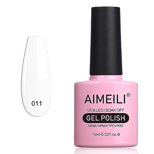 AIMEILI UV LED Gellack ablösbarer Gel Nagellack weiß Gel Nail Polish - Studio White Arctic White (011) 10ml von AIMEILI