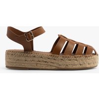 AUTHENTISCHES LEDER Damen-Espadrilles Cognacbraun