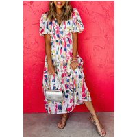 Abstraktes Print-Midi-Kleid