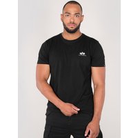Alpha Industries Herren Basic T-Shirt mit kleinem Logo in Schwarz