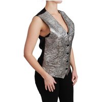Dolce & Gabbana Damen Silberne Brokat Ärmellose Metallische Bluse