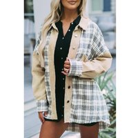 Azura Exchange Damen-Jeansjacke im Distressed-Look mit Patchwork-Muster in Khaki