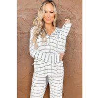 Azura Exchange Damen-Pyjama-Set mit langen Ärmeln und Hose mit Streifenmuster