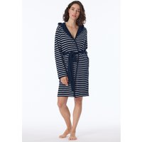 Bademantel mit Kapuze Leichtfrottee nachtblau geringelt 38 von Schiesser