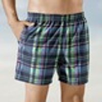 Badeshorts kariert Microfaser Dunkelblau-Bunt Grösse 12 dunkelblau/bunt Gr. 12 Herren