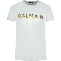 Balmain Paris Gold Brand Logo Weißes T-Shirt