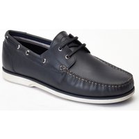 Base London Stern Leder Herren Dunkelblaue Bootsschuhe