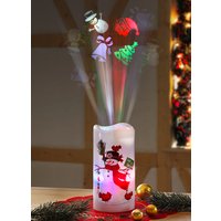 Batteriebetriebene LED-Kerze mit Projektor, Weiss