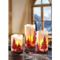 Batteriebetriebene LED-Kerzen, 3er-Set, Creme-rot