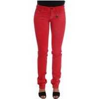 Costume National Damen Rote Baumwoll-Stretch Slim Jeans