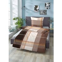 Bettwäsche-Garnitur Made in Germany, Braun, Grösse 112 (80x80 cm + 135x200 cm), Linon