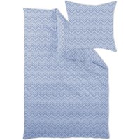 Bettwäsche-Garnitur in bügelleichter Qualität, Blau, Grösse 214 (Deckenbezug, 155/200 cm), Mako-Brokat-Damast