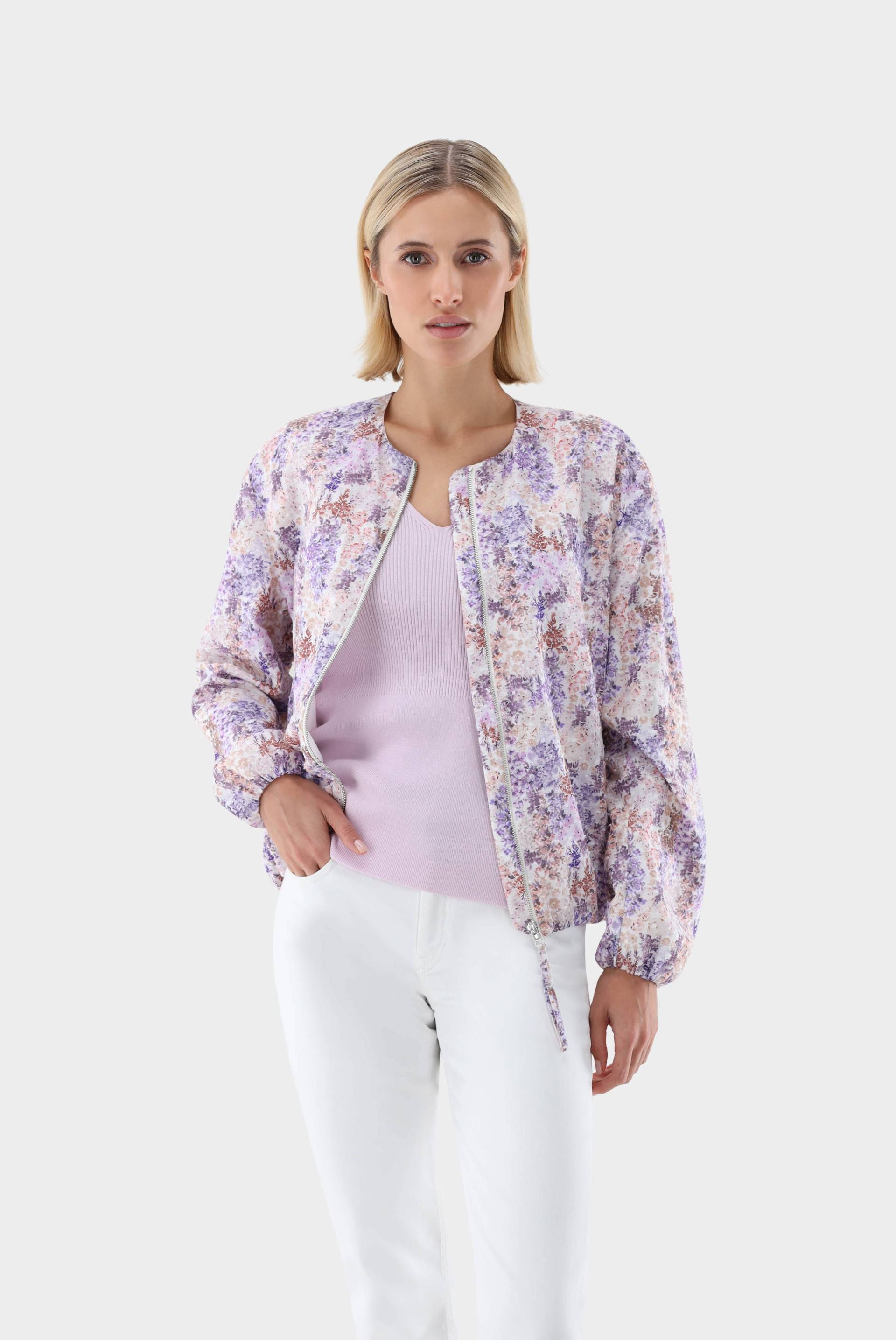 Blouson mit Reißverschluss und Blumen Druck von van Laack