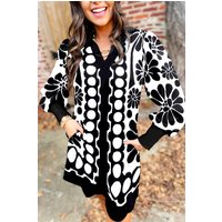 Blumen Polka Dot Print Kleid
