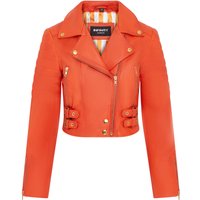 Brando Cropped Orange Lederjacke für Damen - Longtown