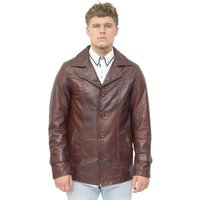 Brauner Crombie-Ledermantel im Vintage-Trench-Stil für Herren – Macau