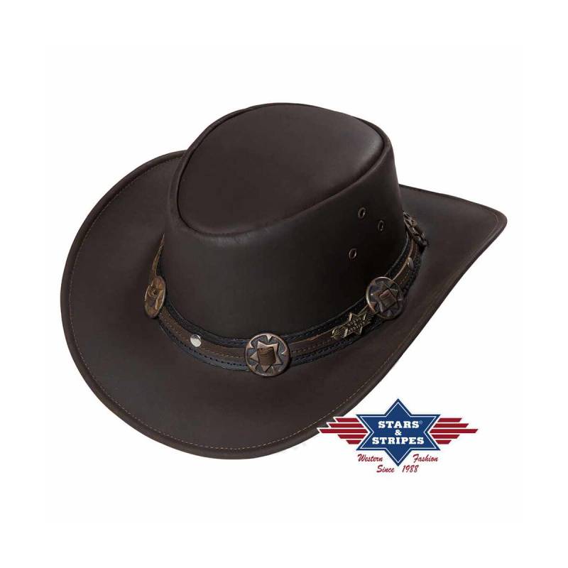 Brauner Lederhut Westernhut Outdoor Hut Model Huck von Stars & Stripes