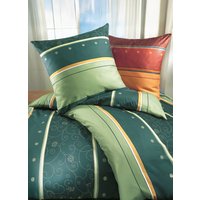 Bügelleichte Bettwäsche-Garnitur von Biberna, Grün, Grösse 014 (80/80 cm + 155/200 cm), Linon