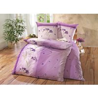 Bügelleichte DOBNIG Bettwäsche-Garnitur mit Reissverschluss, Flieder, Grösse 412 (4-teiliges Sparset: 2x 80/80 cm + 135/200 cm), Satin