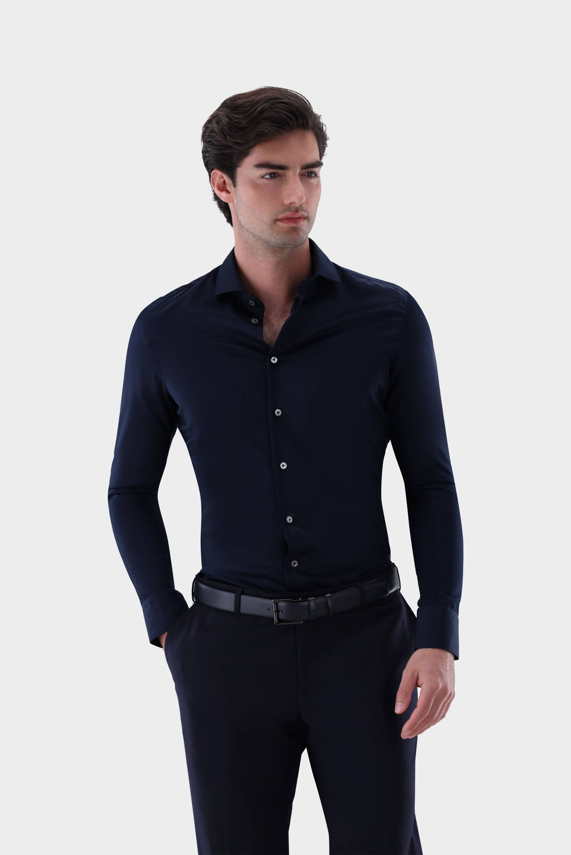 Bügelfreies Hybridshirt mit Jerseyeinsatz Slim Fit von van Laack