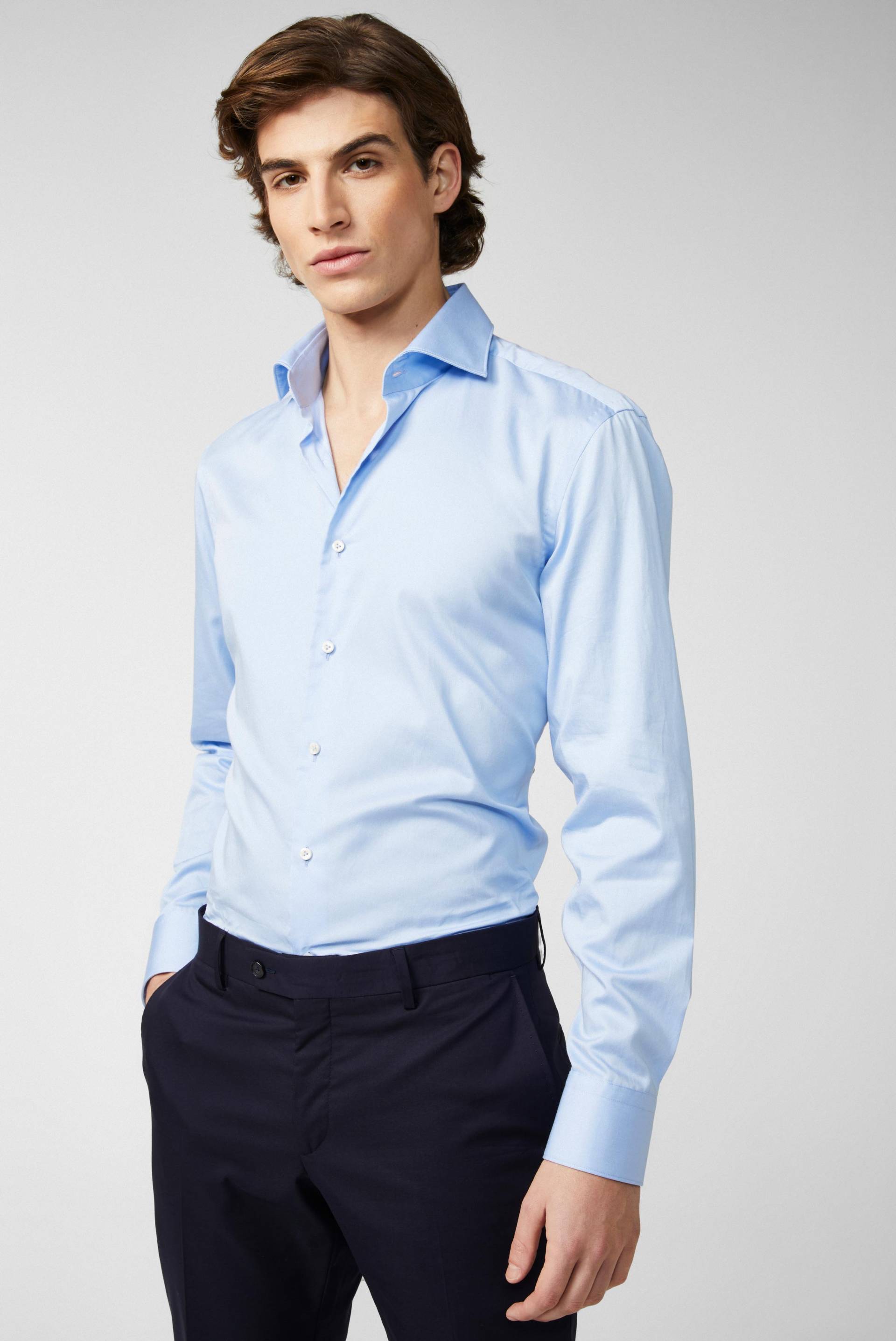 Businesshemd aus Baumwoll-Dobby Tailor Fit Hellblau von van Laack