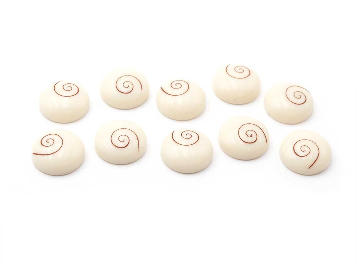 Cabochons aus Acryl als Meeresmuschel 14mm in weiß und braun 10er Set