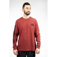 Caterpillar Markenbanner Langarm-Baumwoll-Herren-T-Shirt in Rot