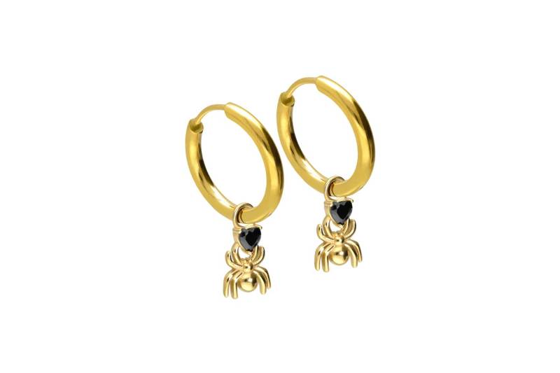 Chirurgenstahl Ohrclicker Creolen SPINNE + KRISTALLHERZ von Filango