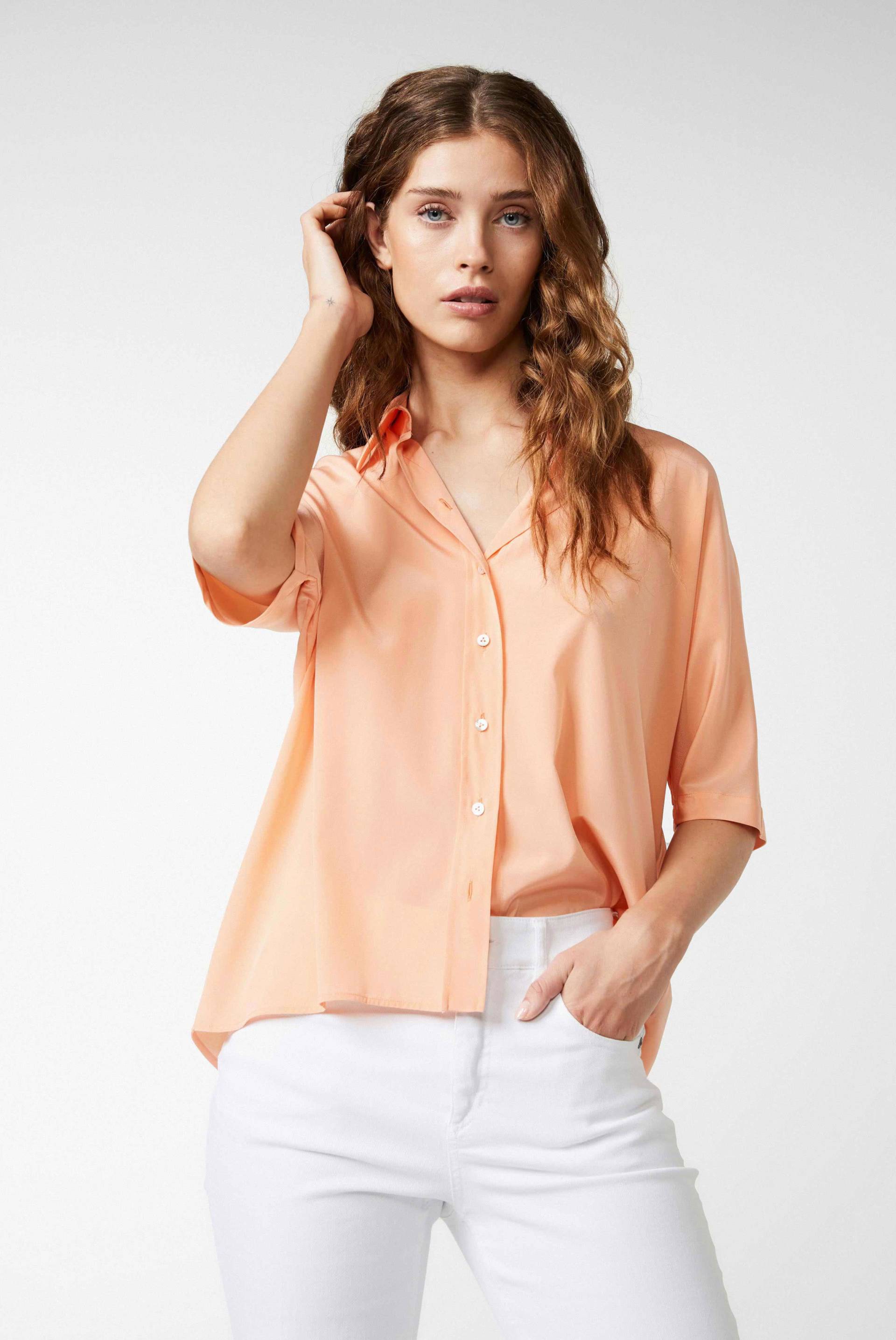 Crepe Bluse aus Seiden-Stretch Orange von van Laack