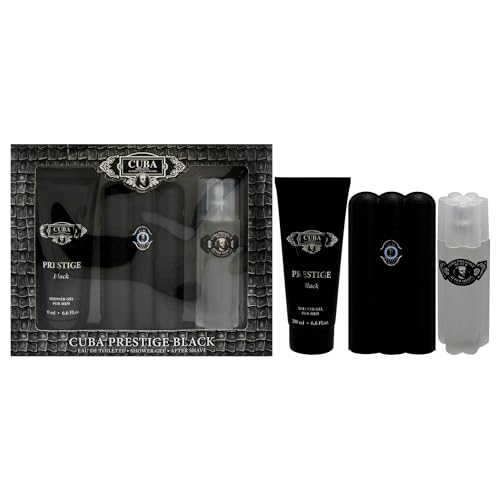 Cuba Cuba Prestige Black for Men Geschenkset 3 oz EDT Spray, 6,6 oz Shower Gel, 100 g After Shave von Cuba