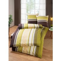 «DOBNIG» Bettwäsche-Garnitur, Grün-gelb, Grösse 412(Sparset 2), Linon