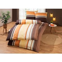 «DOBNIG» Bettwäsche-Garnitur, Marone-gold, Grösse 412(Sparset 2), Linon