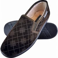 DUNLOP - HERREN PLÜSCHPELZ GEFÜTTERT MEMORY FOAM KARIERT MOKASSIN HAUSSCHUHE MIT HARTER SOHLE