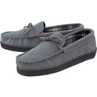 DUNLOP - Herren Hausschuhe aus echtem Wildleder mit Fleece gefüttert (12, Grau)