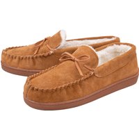 DUNLOP - Herren Hausschuhe aus echtem Wildleder mit Fleece gefüttert (9, Dunkelbraun)