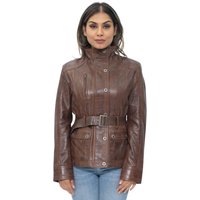 Damen-Bikerjacke aus Leder im Militärstil – Phoenix